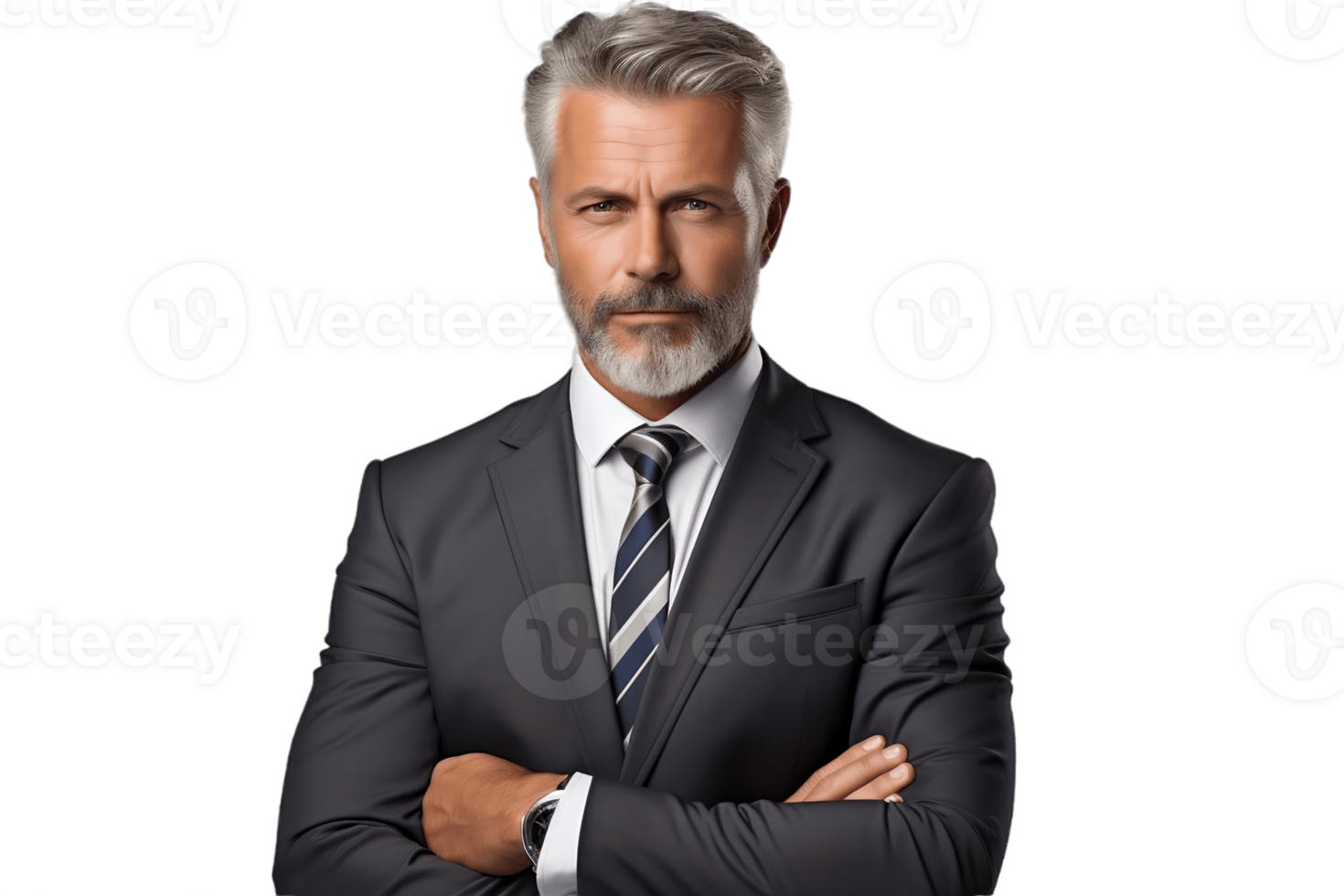 AI generated Businessman with Crossed Arms Isolated on Transparent Background. AI png