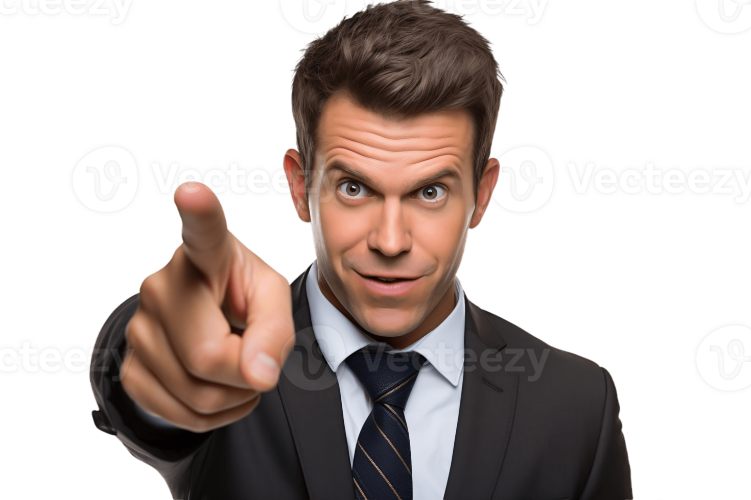 AI generated Businessman Pointing - Front Face Shot Isolated on Transparent Background. AI png