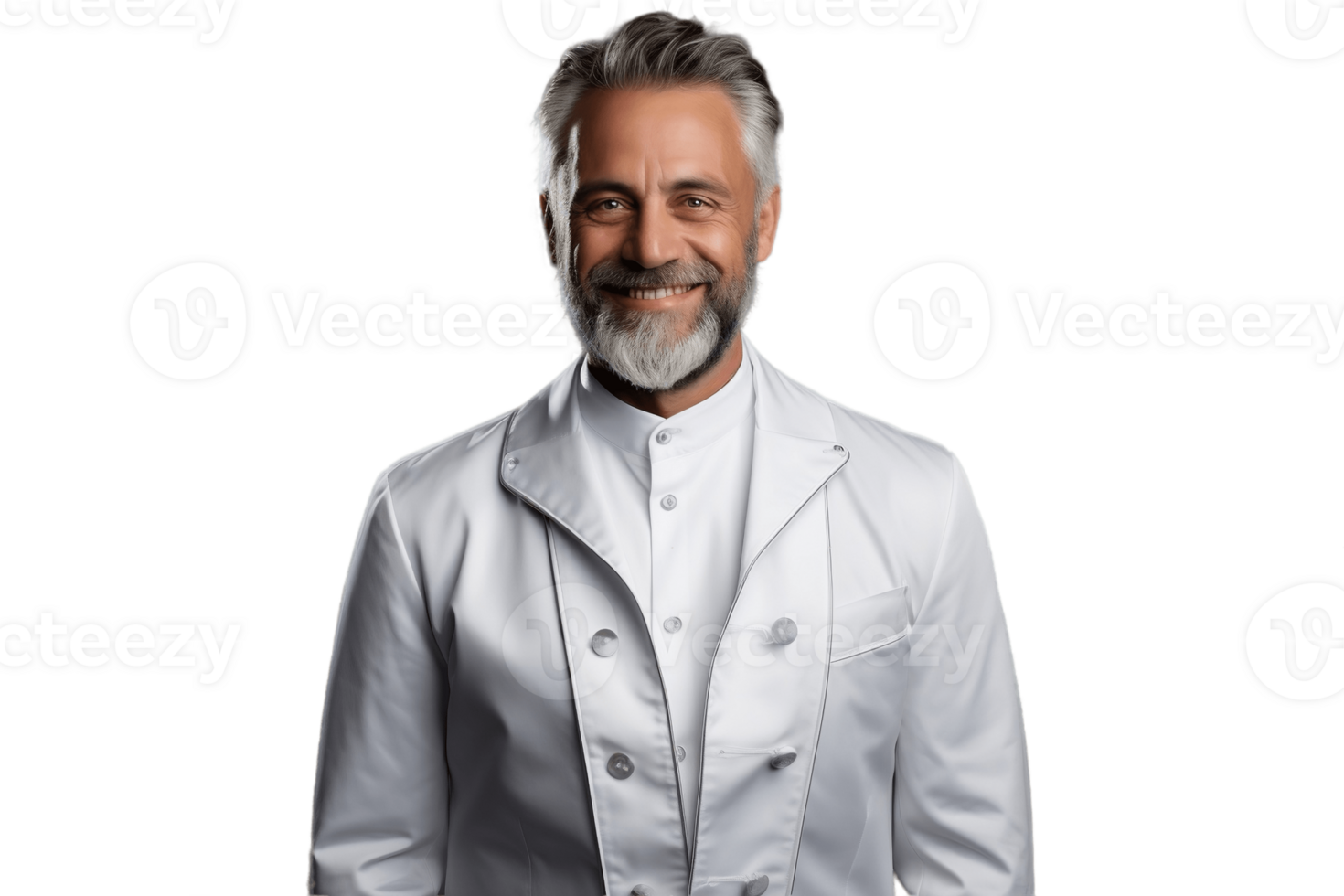 AI generated Smiling Waiter in Half-Body View on Transparent Background. AI png