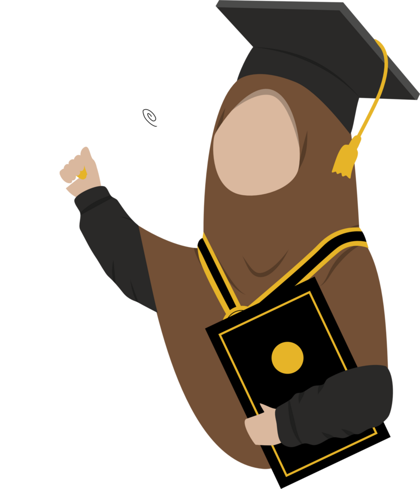 Illustration of muslim Woman graduation png