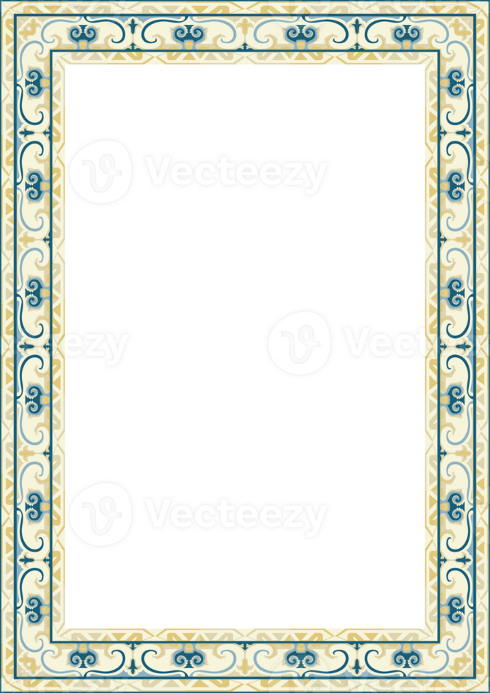 Decorative pattern frame with floral ornaments for cards and invitations png