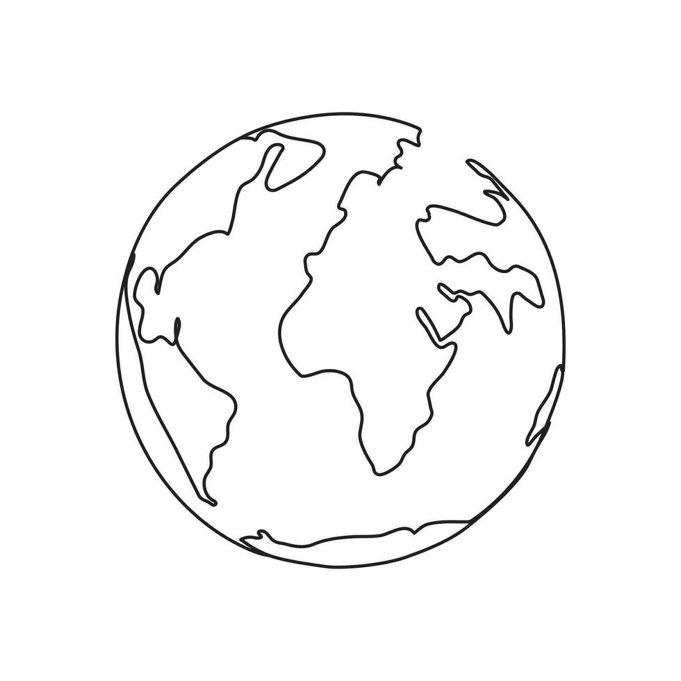 tierra globo mundo mapa continuo uno línea dibujo. tierra globo mano dibujado insignias. valores vector ilustración