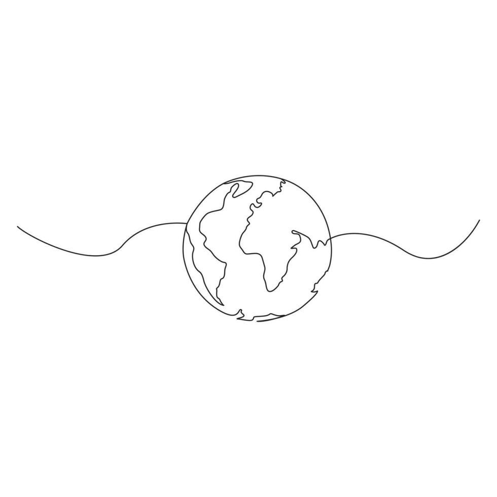 tierra globo mundo mapa continuo uno línea dibujo. tierra globo mano dibujado insignias. valores vector ilustración