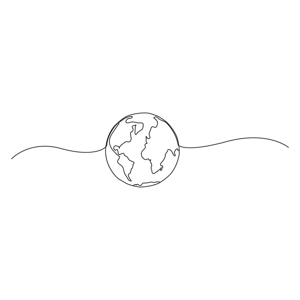 tierra globo mundo mapa continuo uno línea dibujo. tierra globo mano dibujado insignias. valores vector ilustración