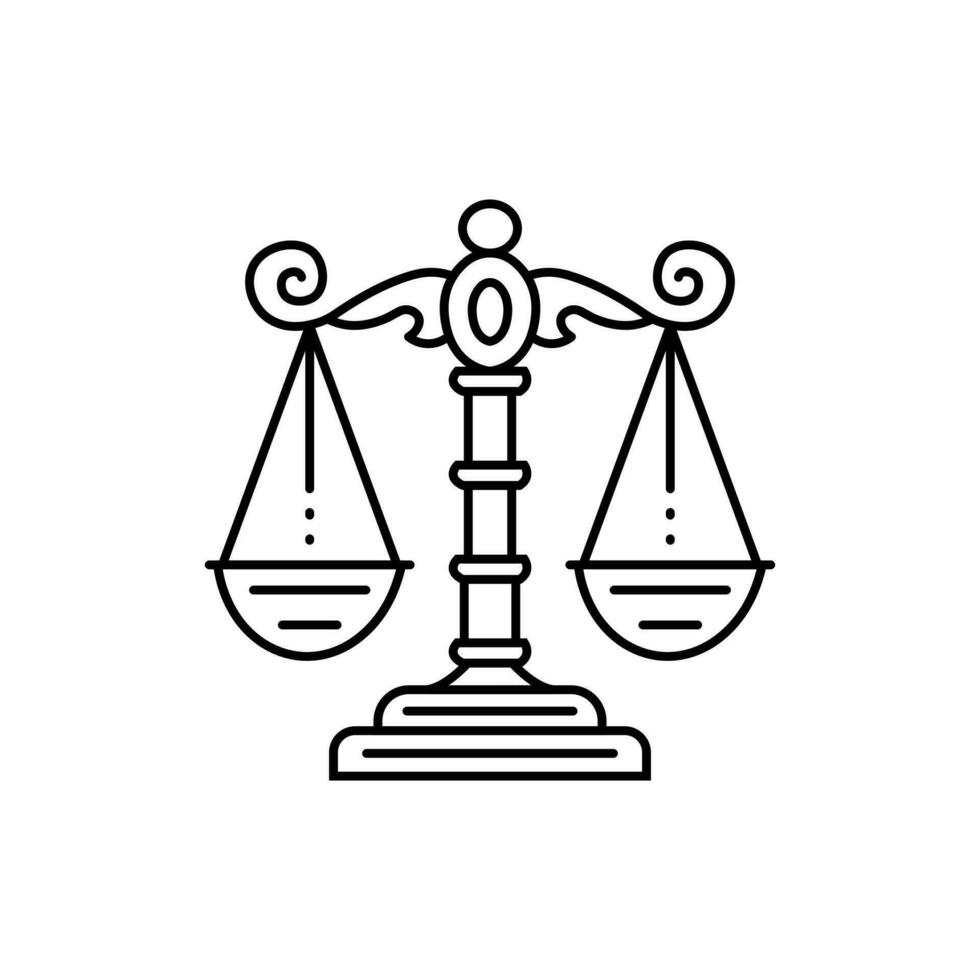 Libra línea icono. justicia icono. aislado vector ilustración.