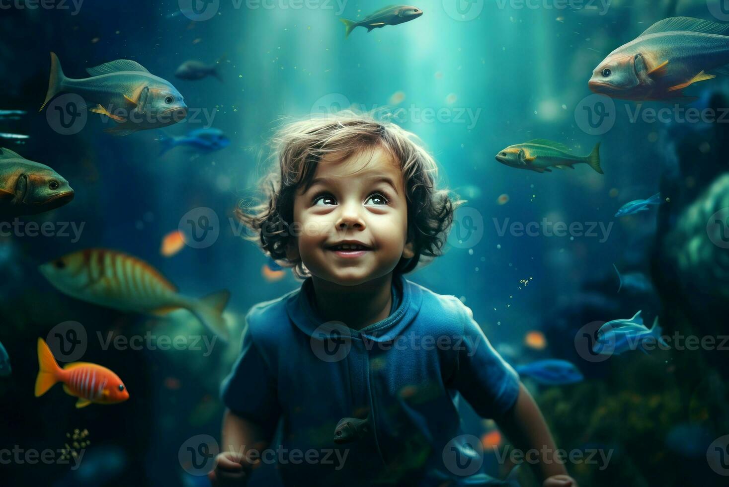 AI generated Vast Boy undersea world. Generate AI photo