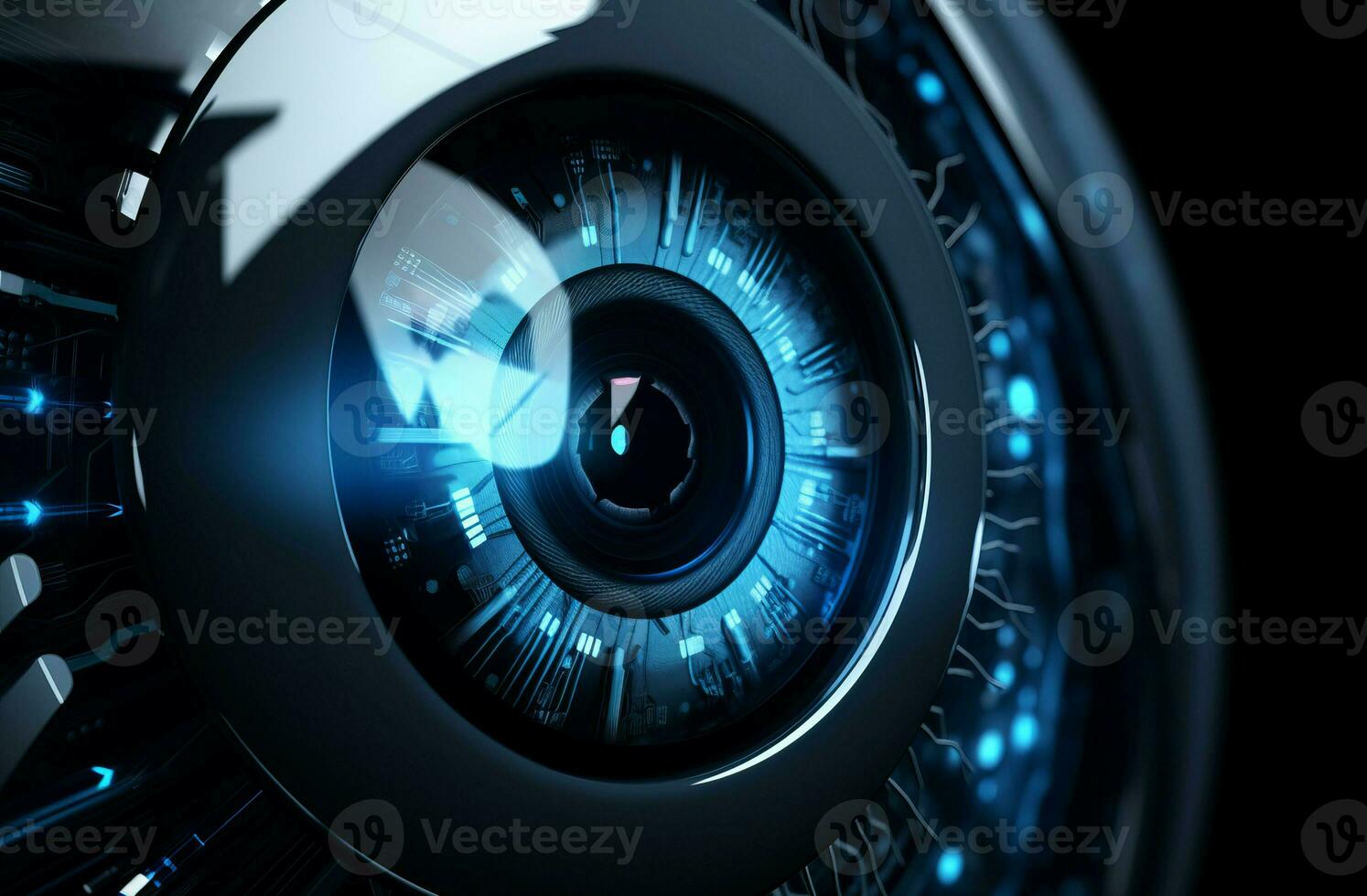 Robot lens closeup. Generate ai photo