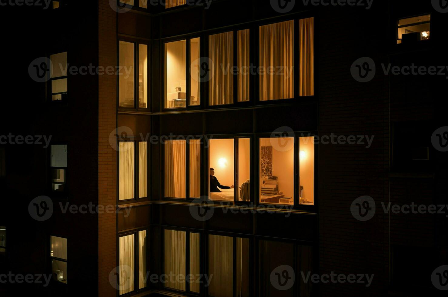 Skyscraper wall from outside window. Generate ai photo