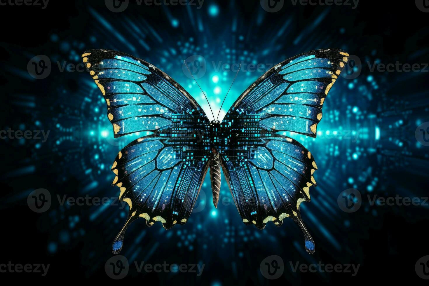 AI generated Digital Information technology butterfly. Generate Ai photo