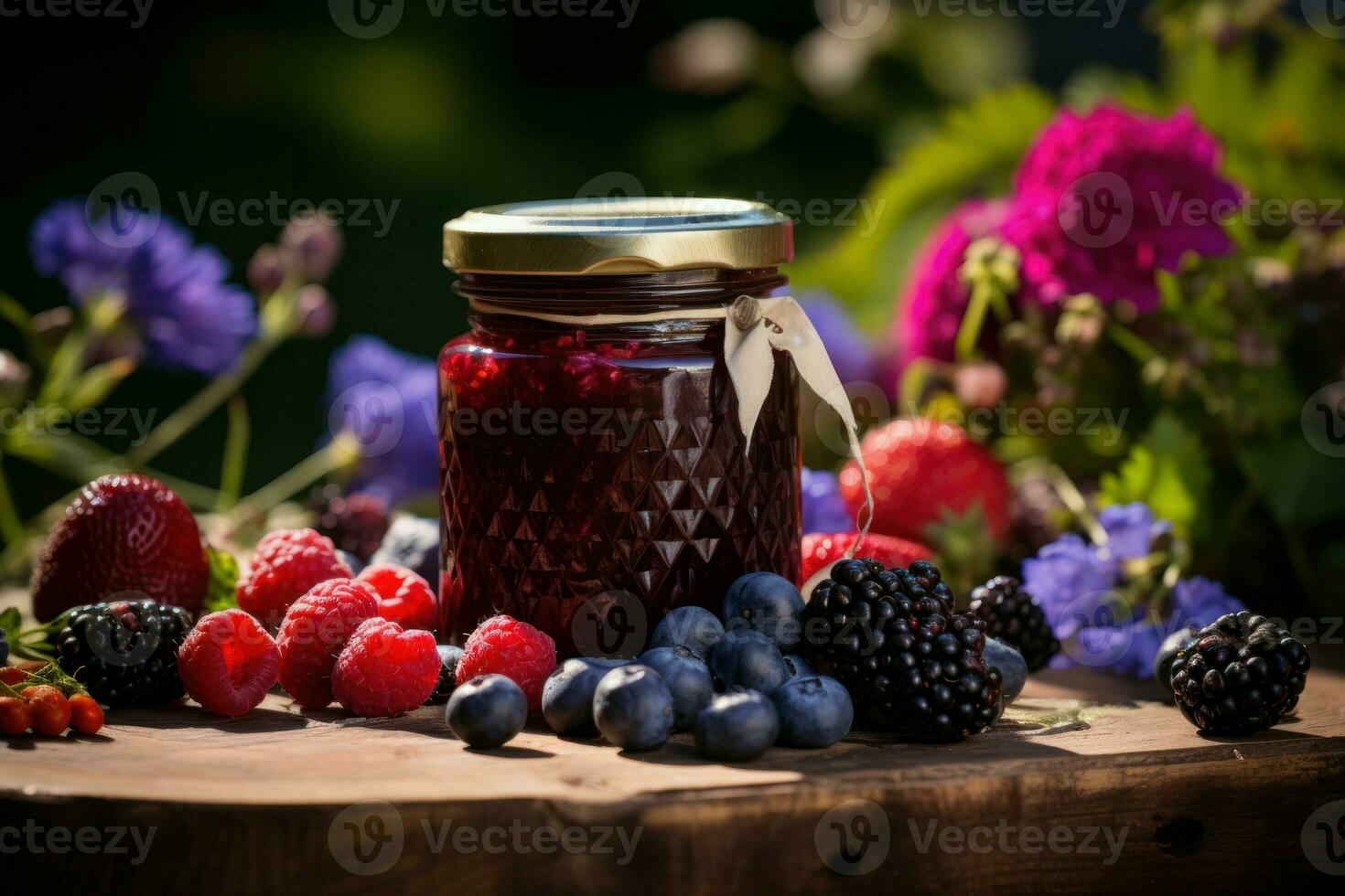 AI generated Fragrant Jar wild berry jam. Generate Ai photo