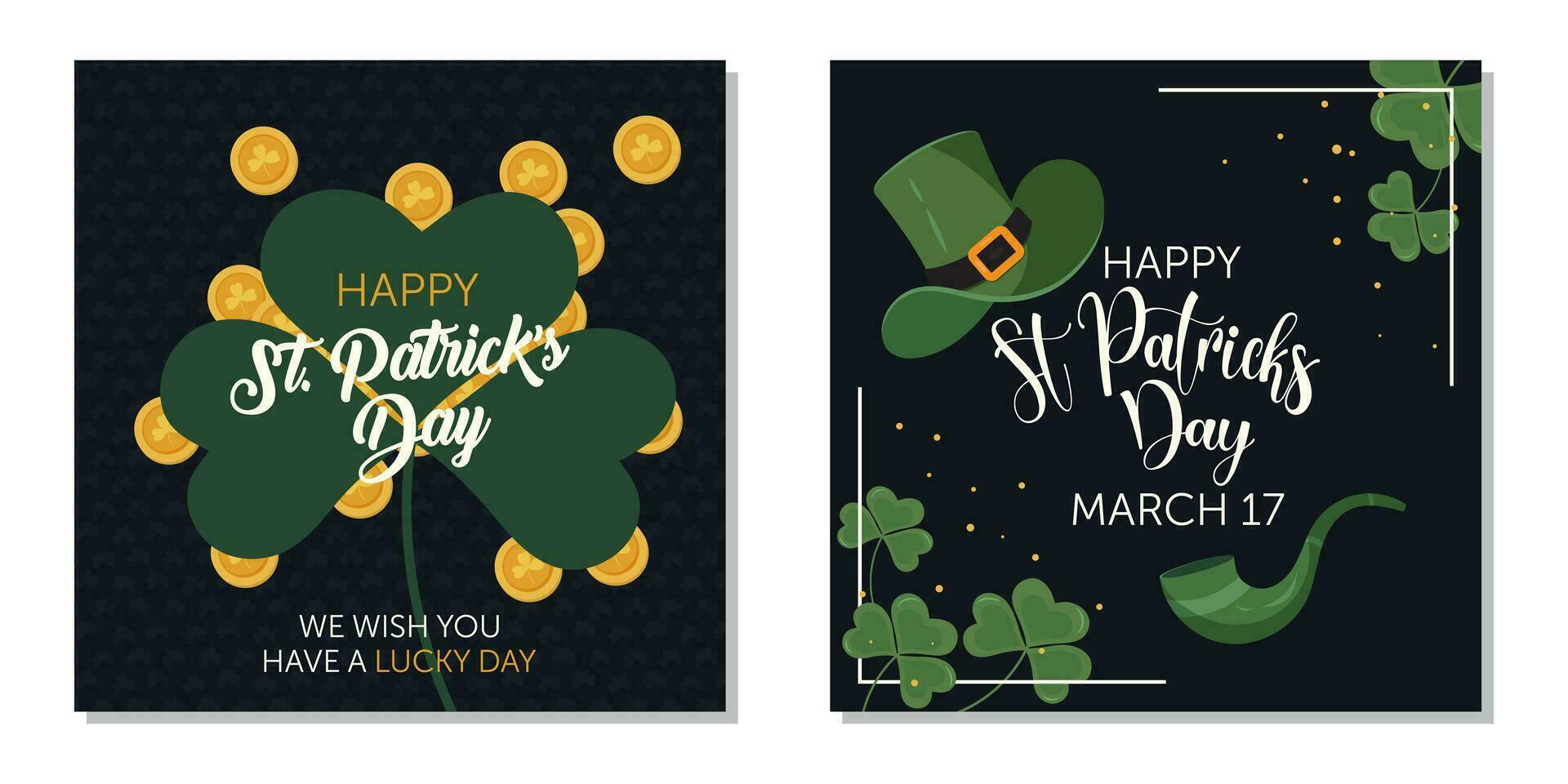 Saint Patrick's Day Card Design set. The set is great for social media posts, cards, brochures, flyers, and advertising poster templates. Vector illustration.