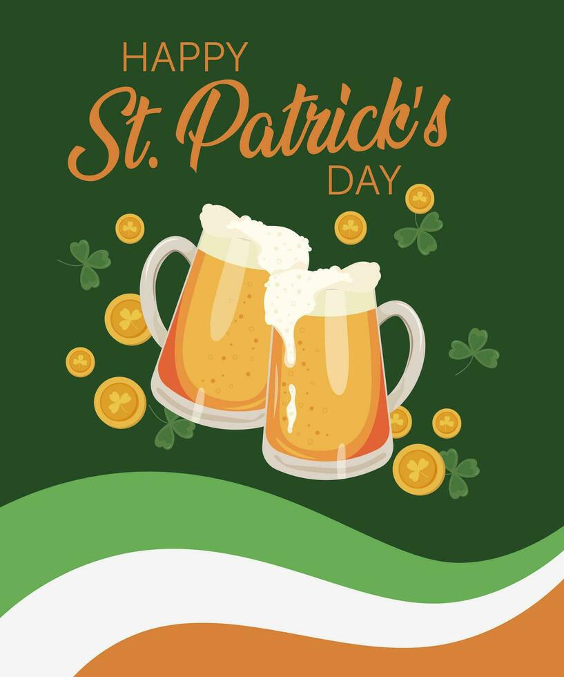 Flat St. Patrick's Day poster. It is a vector illustration