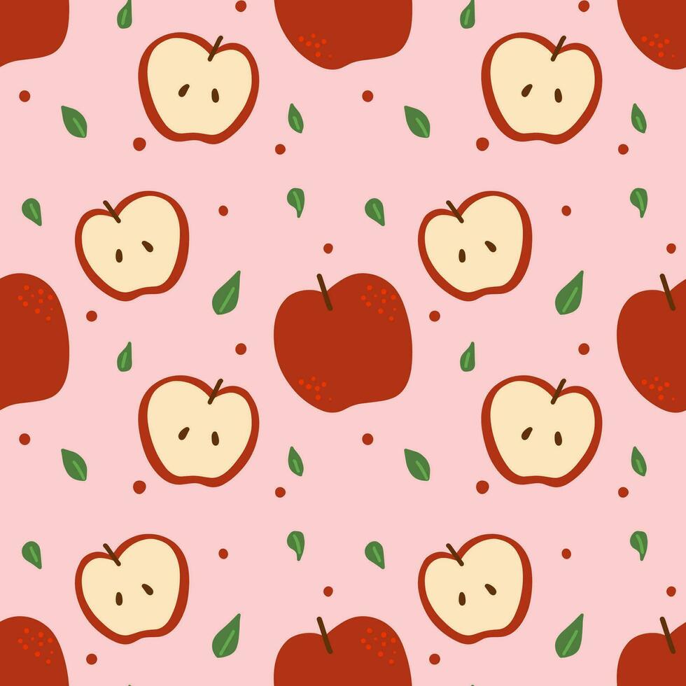 sin costura Pattren antecedentes. manzana Fresco frutas helthy comida ensalada vector