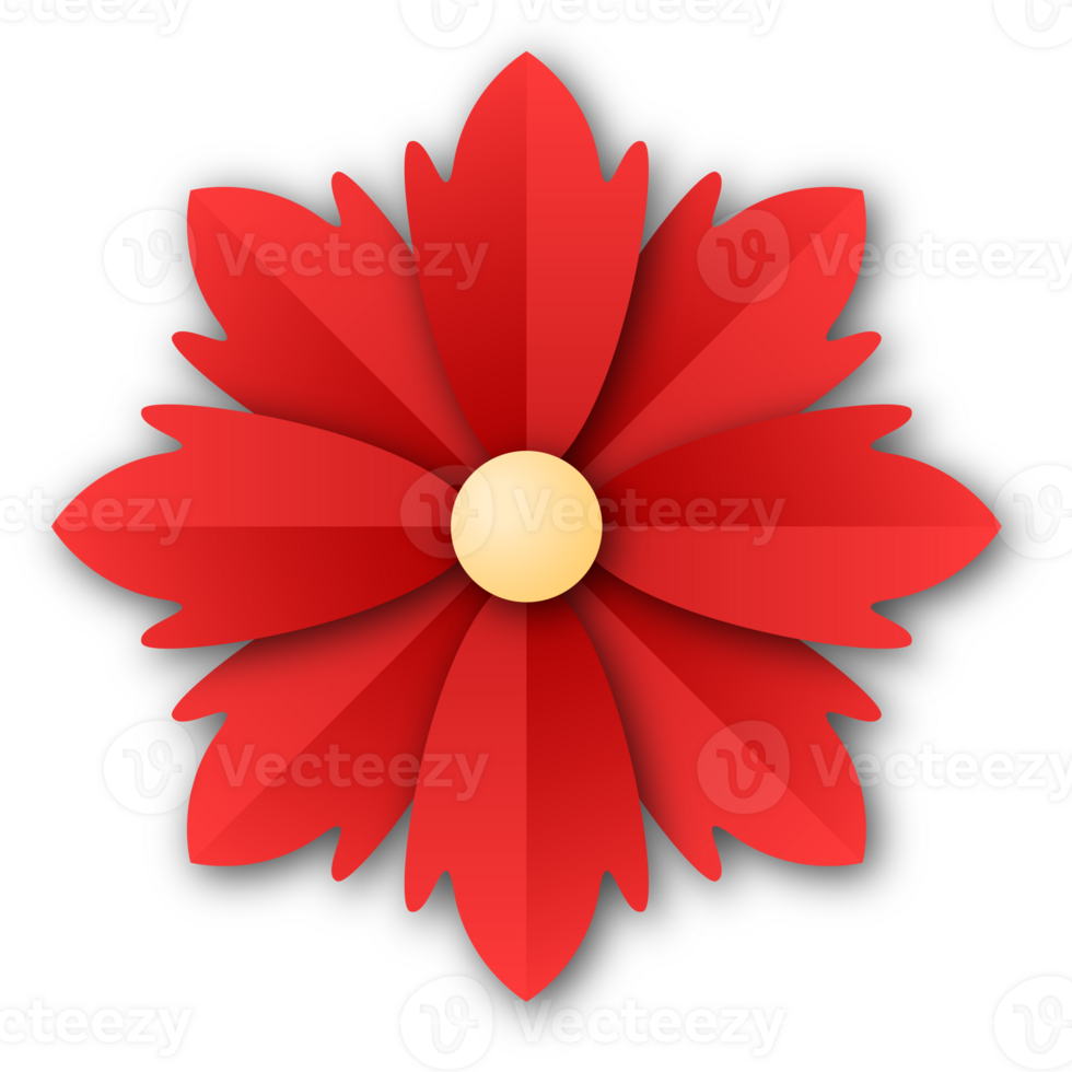 Red Flower Papercut png