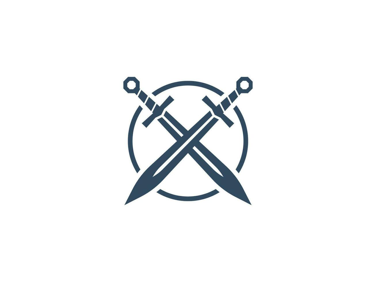 sword circle logo vector icon illustration, logo template