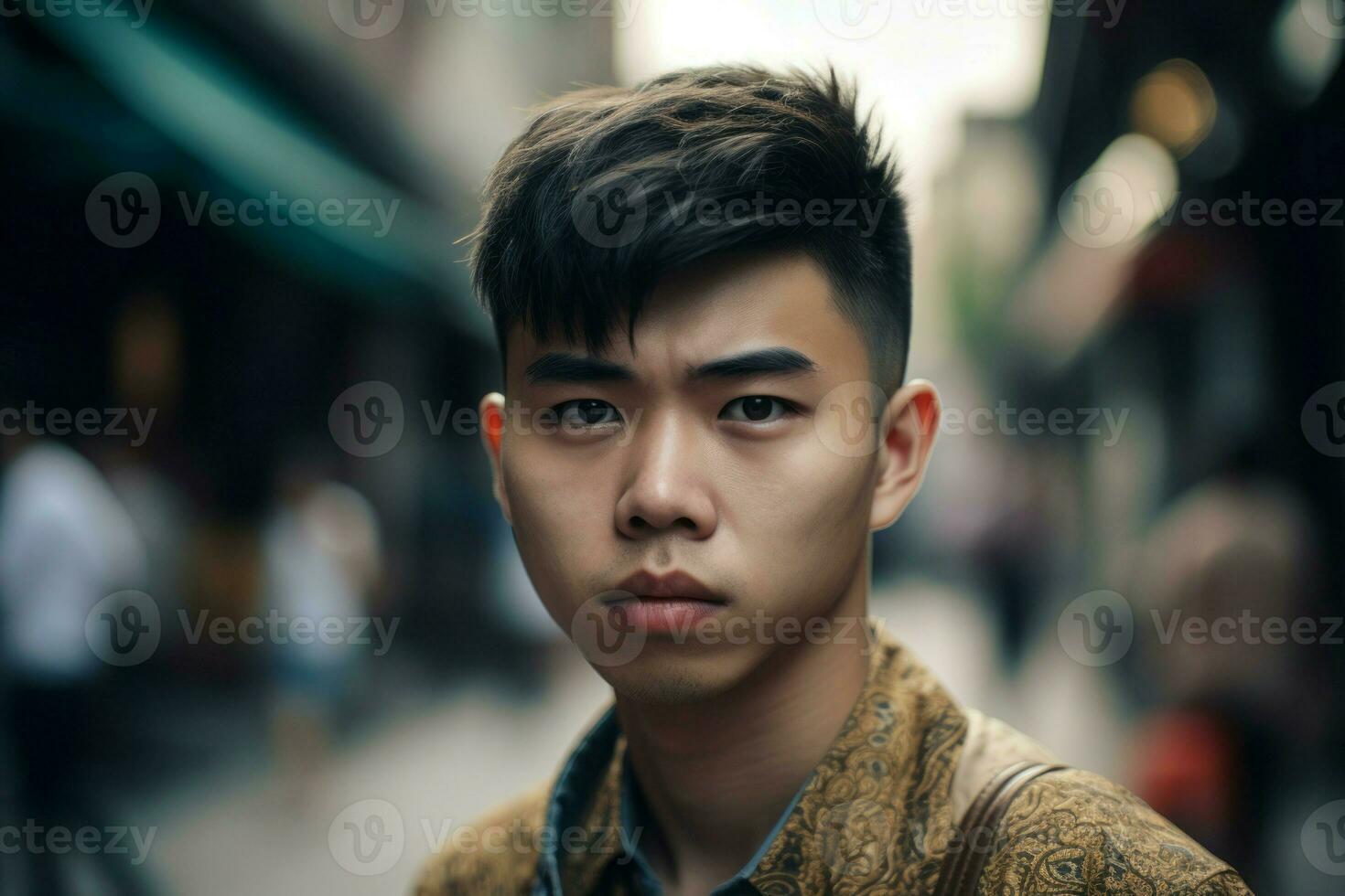 AI generated Young stylish round faced Asian guy. Generate ai photo