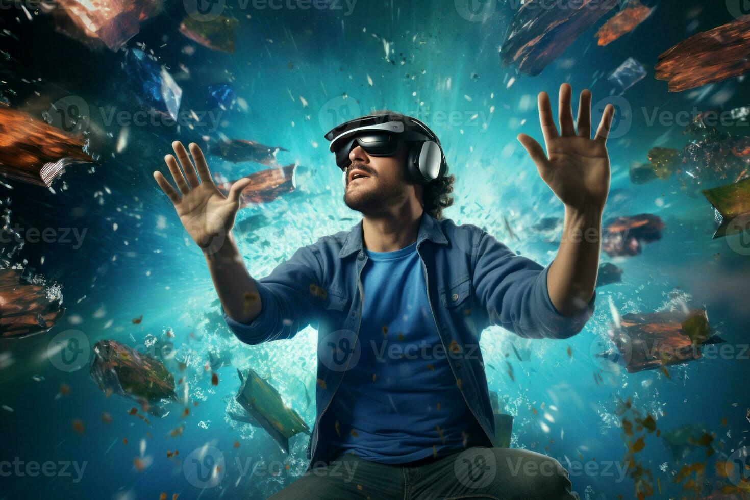 AI generated Visceral Man vr reality splash. Generate Ai photo