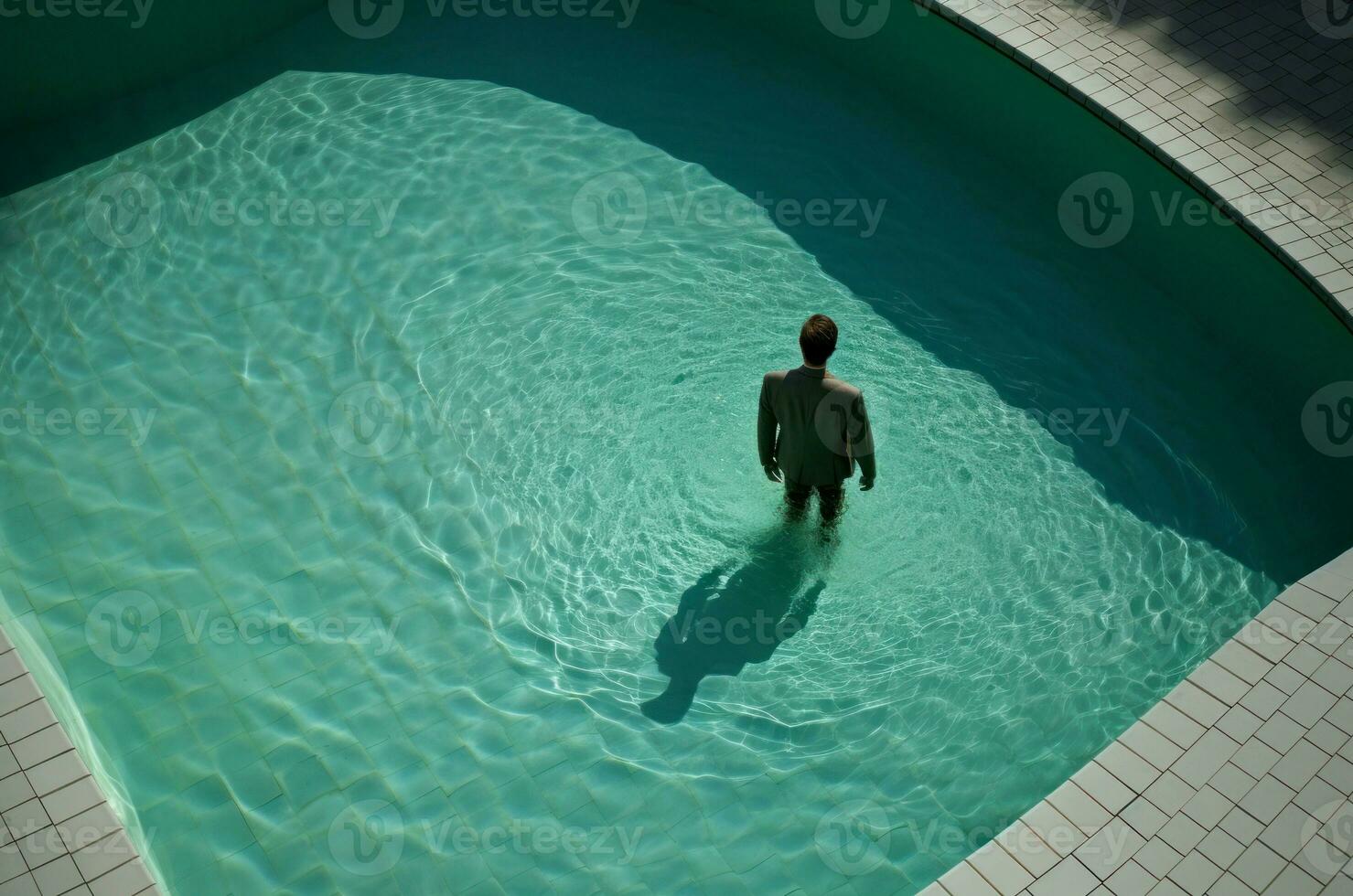 AI generated Man swim back pool. Generate Ai photo