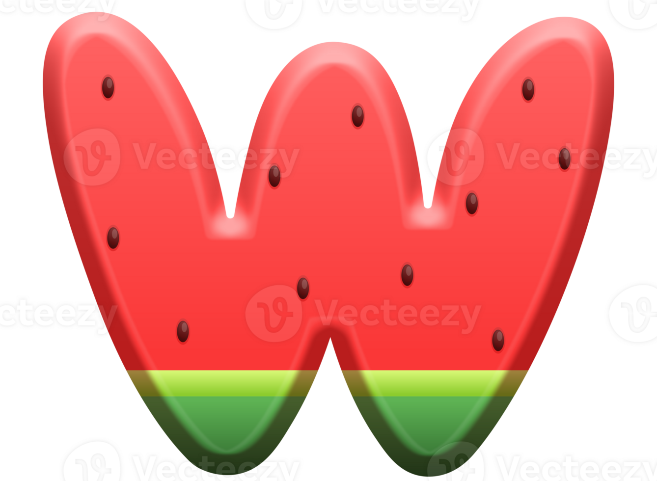 Watermelon Alphabet Letter W png
