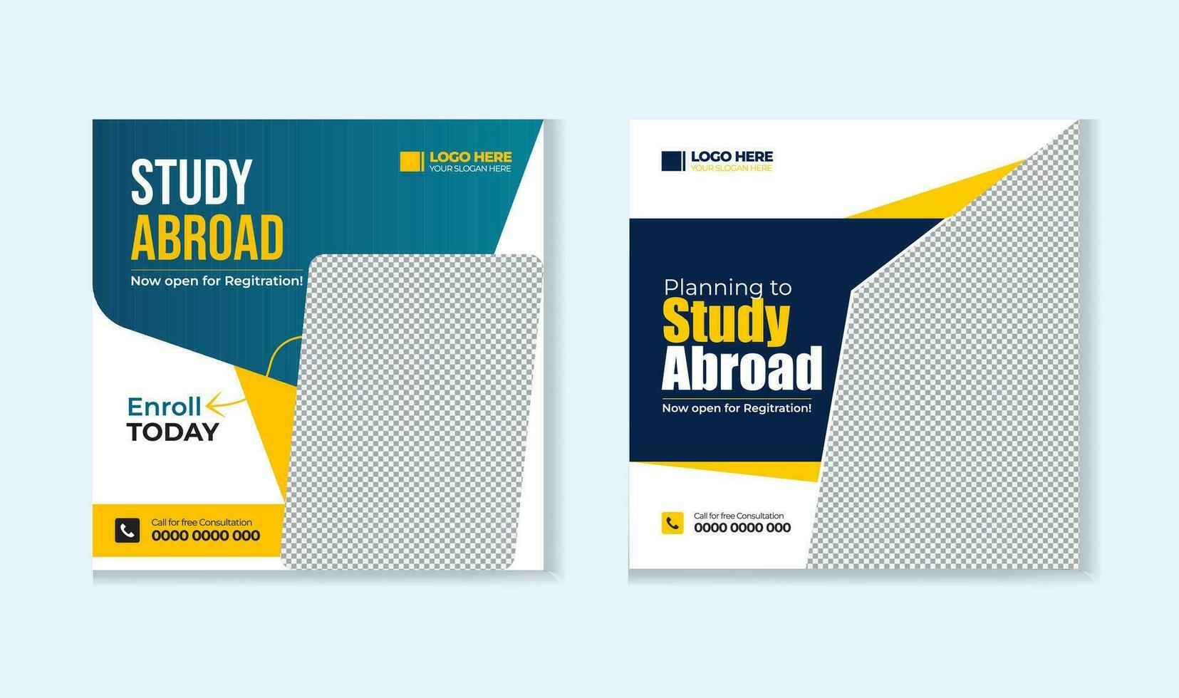 Study abroad social media post design template vector