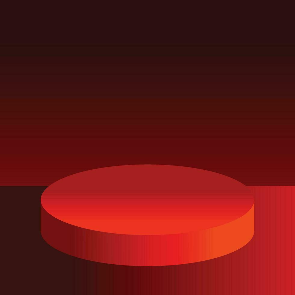 Red gradient empty copy spaced round platform stage podium vector background banner design isolated on square template.