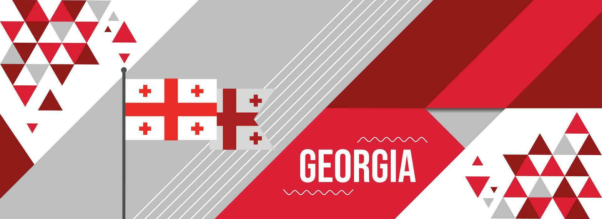 Georgia national or independence day banner design for country celebration. Flag of Georgia with modern retro design and abstract geometric icons. Vector illustration