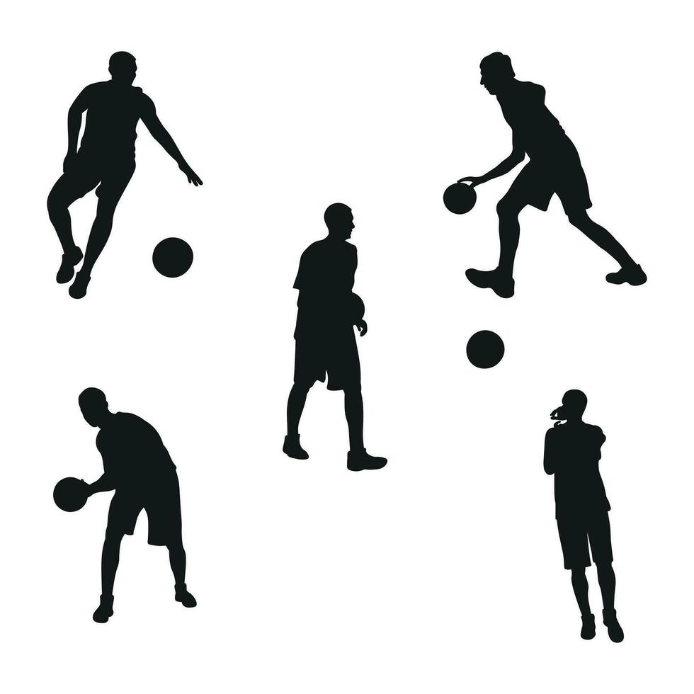 Basketball, black silhouette of an athlete basketball player with a ball vector