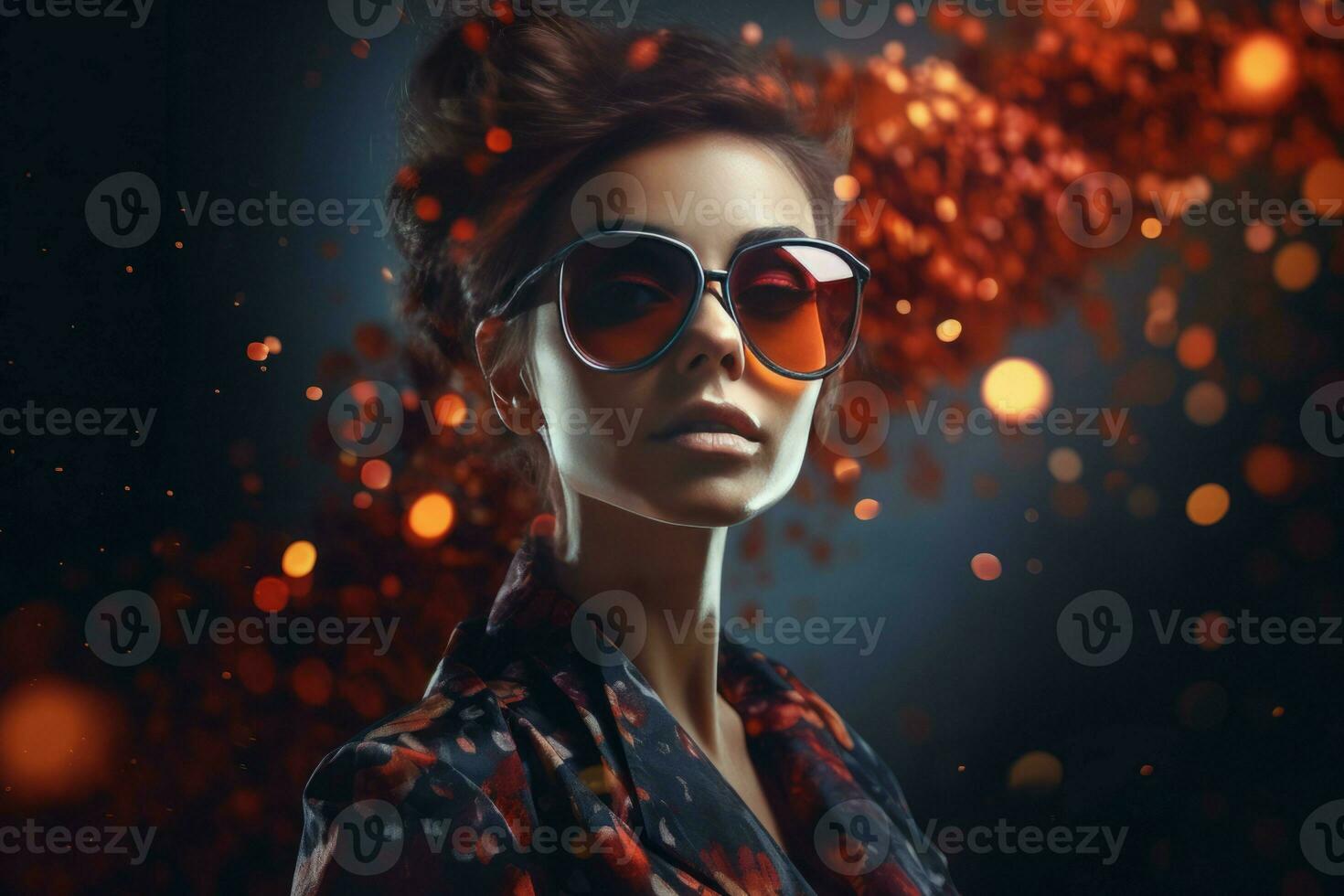 AI generated Woman sunglasses shine. Generate AI photo