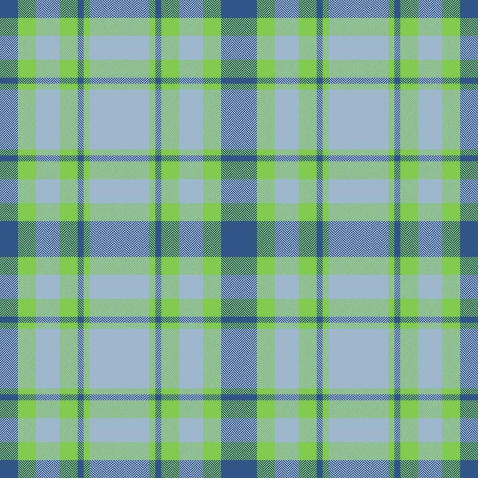 Plaid seamless pattern in green. Check fabric texture. Vector textile print.