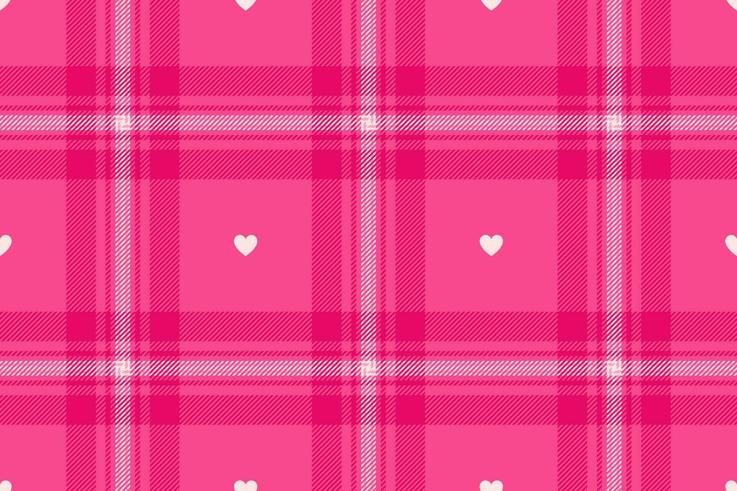 Gingham pattern with hearts. Seamless tartan vichy check plaid for dress, shirt, tablecloth, napkin, or other modern Valentines Day textile design. vector