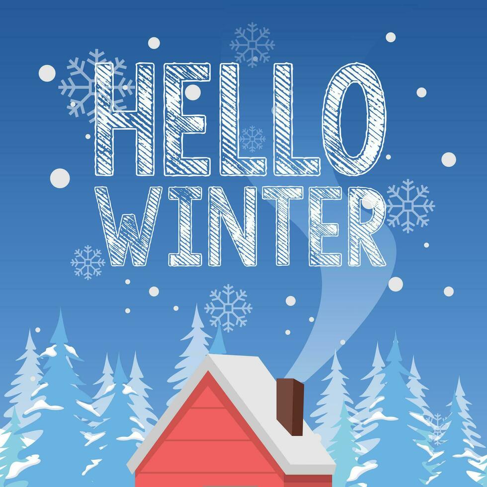 Hello Winter in Snow Background illustration vector