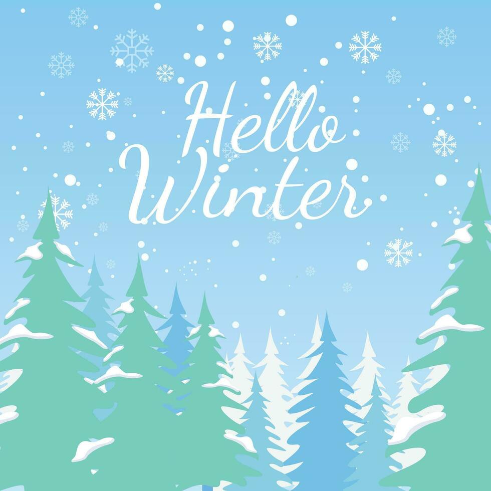 Hello Winter in Snow Background illustration vector