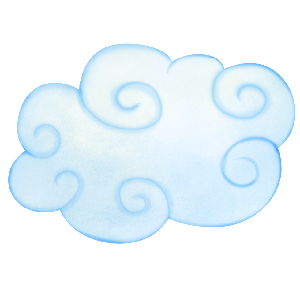 Light blue Asian Chinese cloud watercolor png