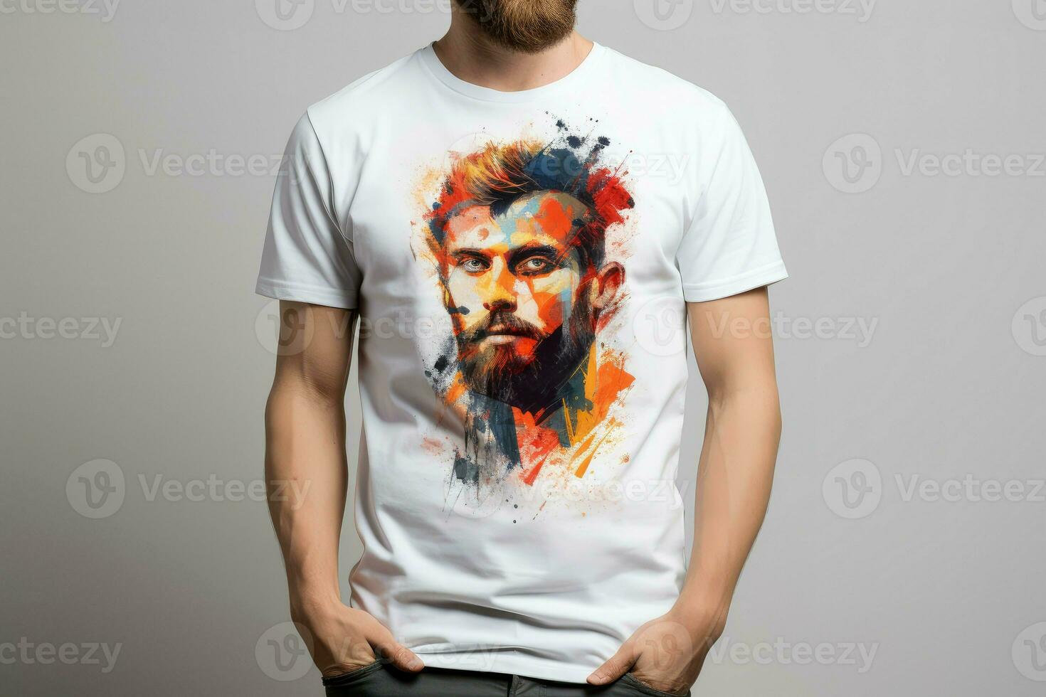 AI generated Relaxed man casual tshirt sunlight. Generate Ai photo