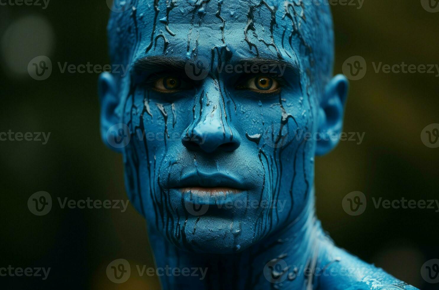AI generated Mysterious Man blue skin face. Generate Ai photo