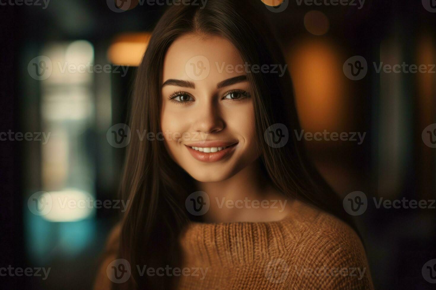 AI generated Photo of brightly smiling female. Generate ai