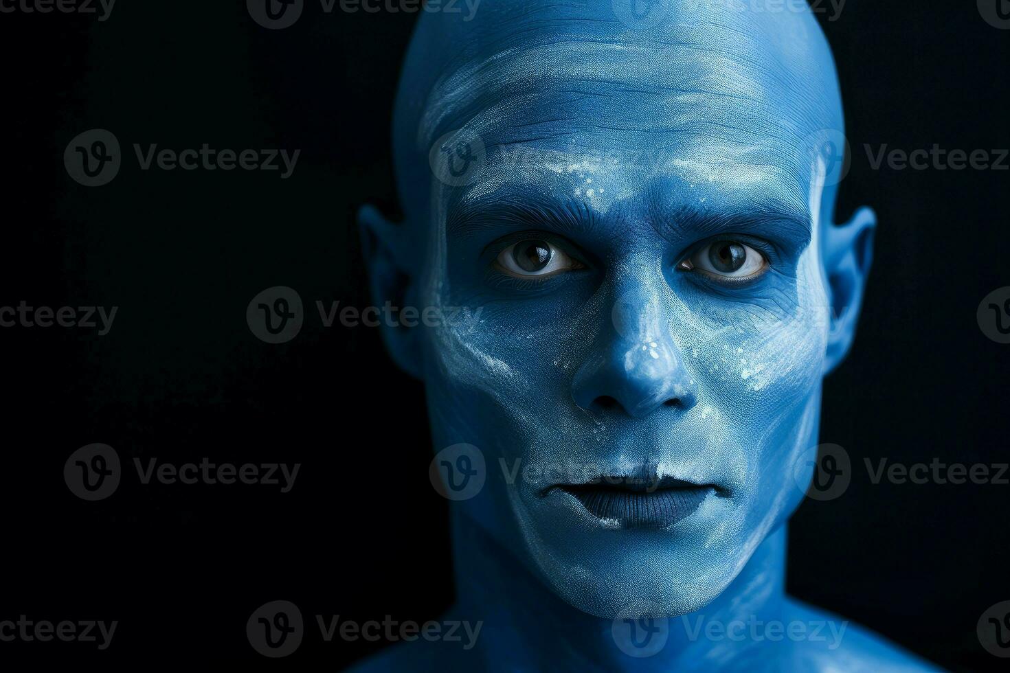 AI generated Radiant Man blue skin face. Generate Ai photo