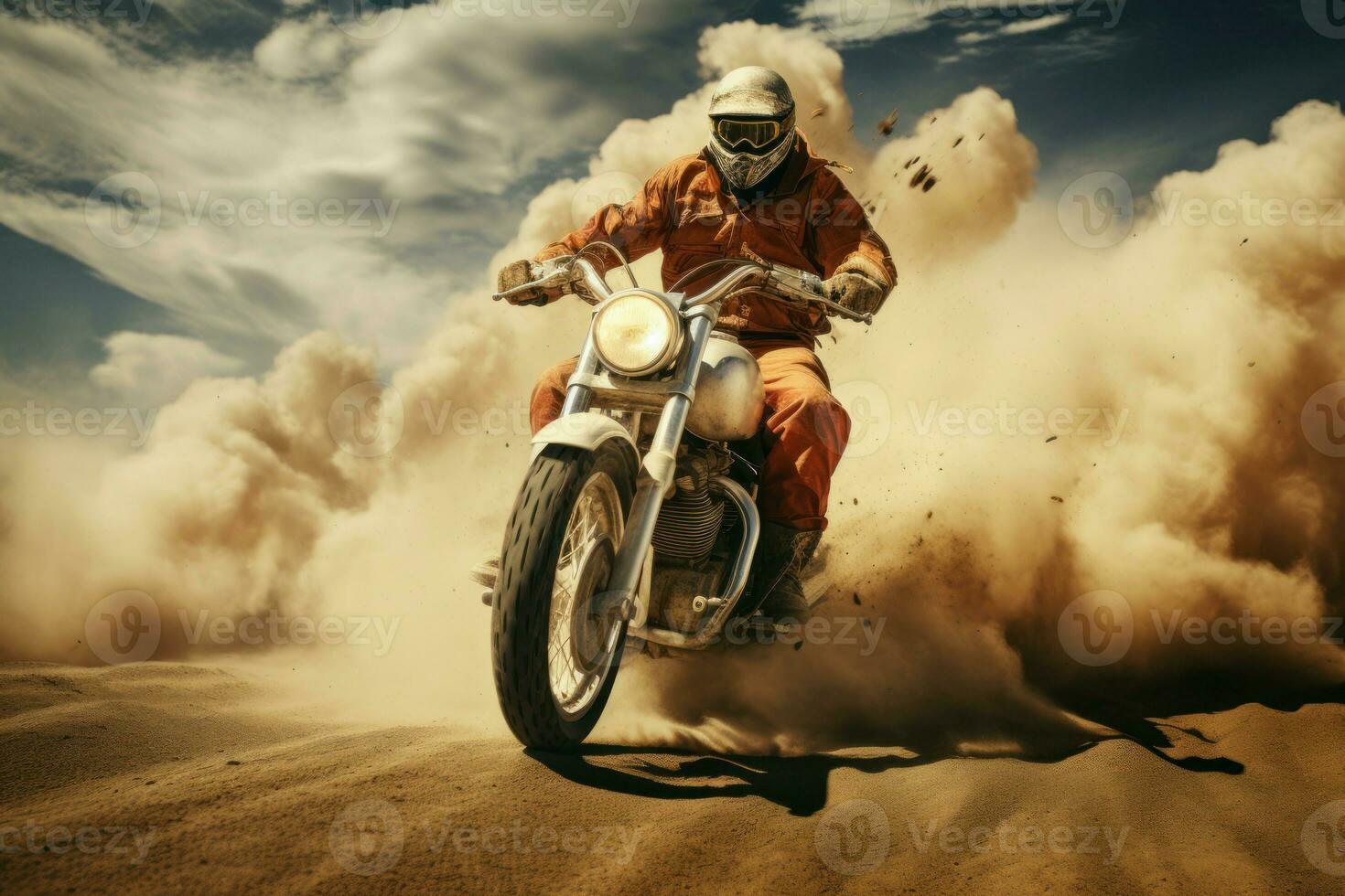 ai generado rebelde hombre montando motocicleta. generar ai foto