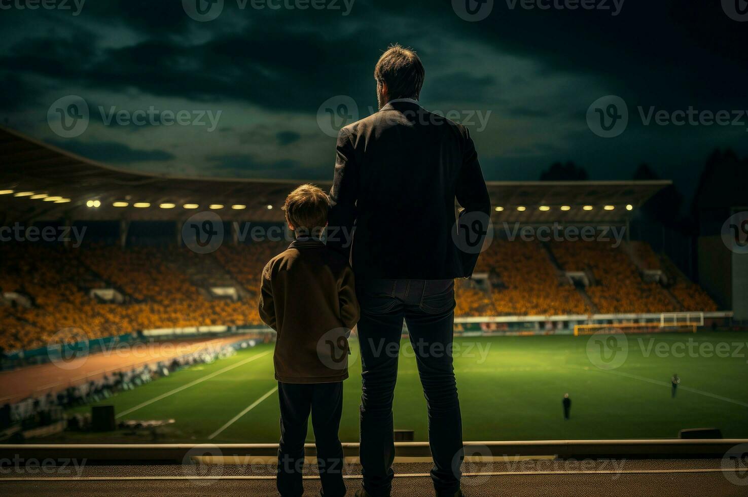 ai generado apoyo hombre hijo béisbol familia. generar ai foto