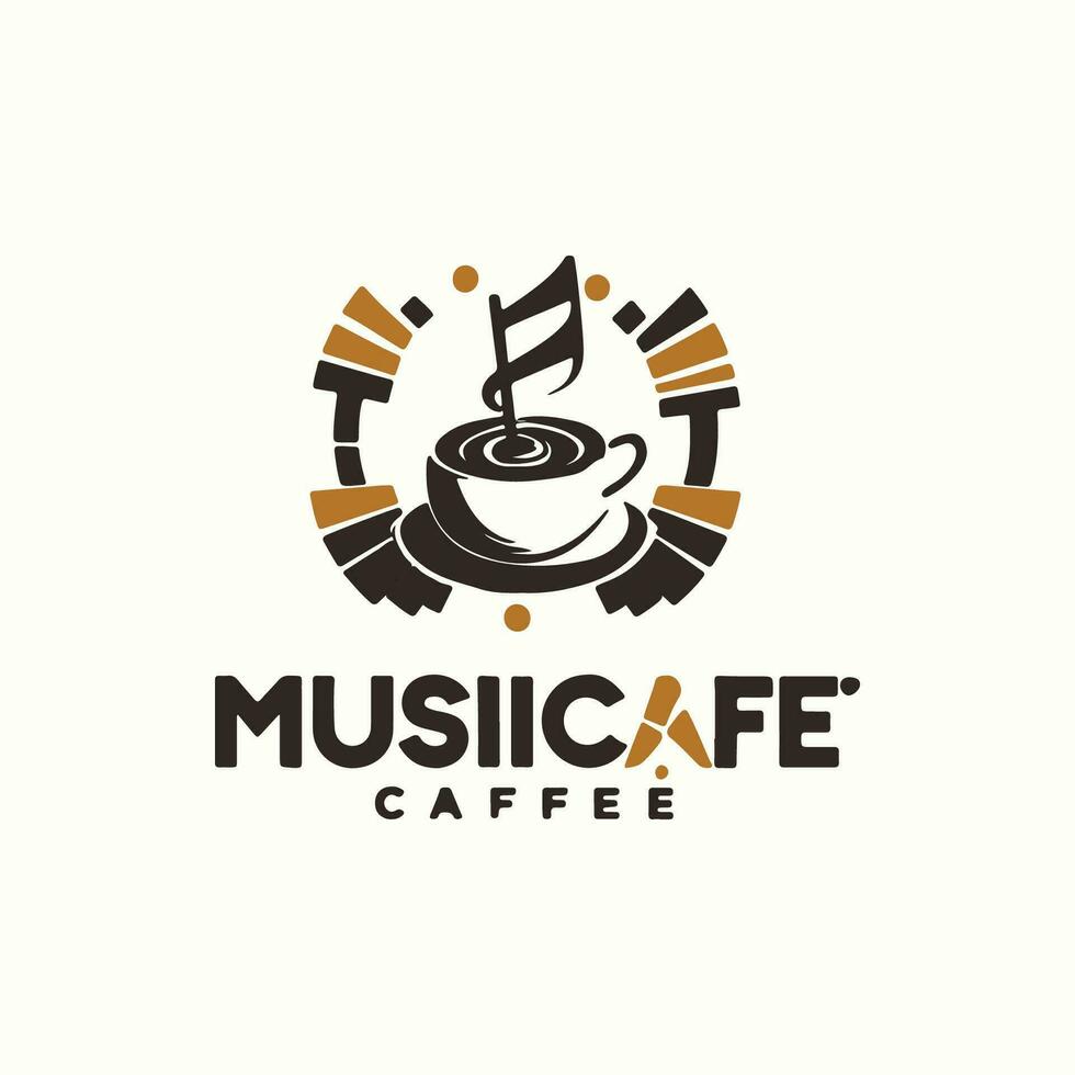 visualmente convincente logo para un música temática café llamado musi café vector