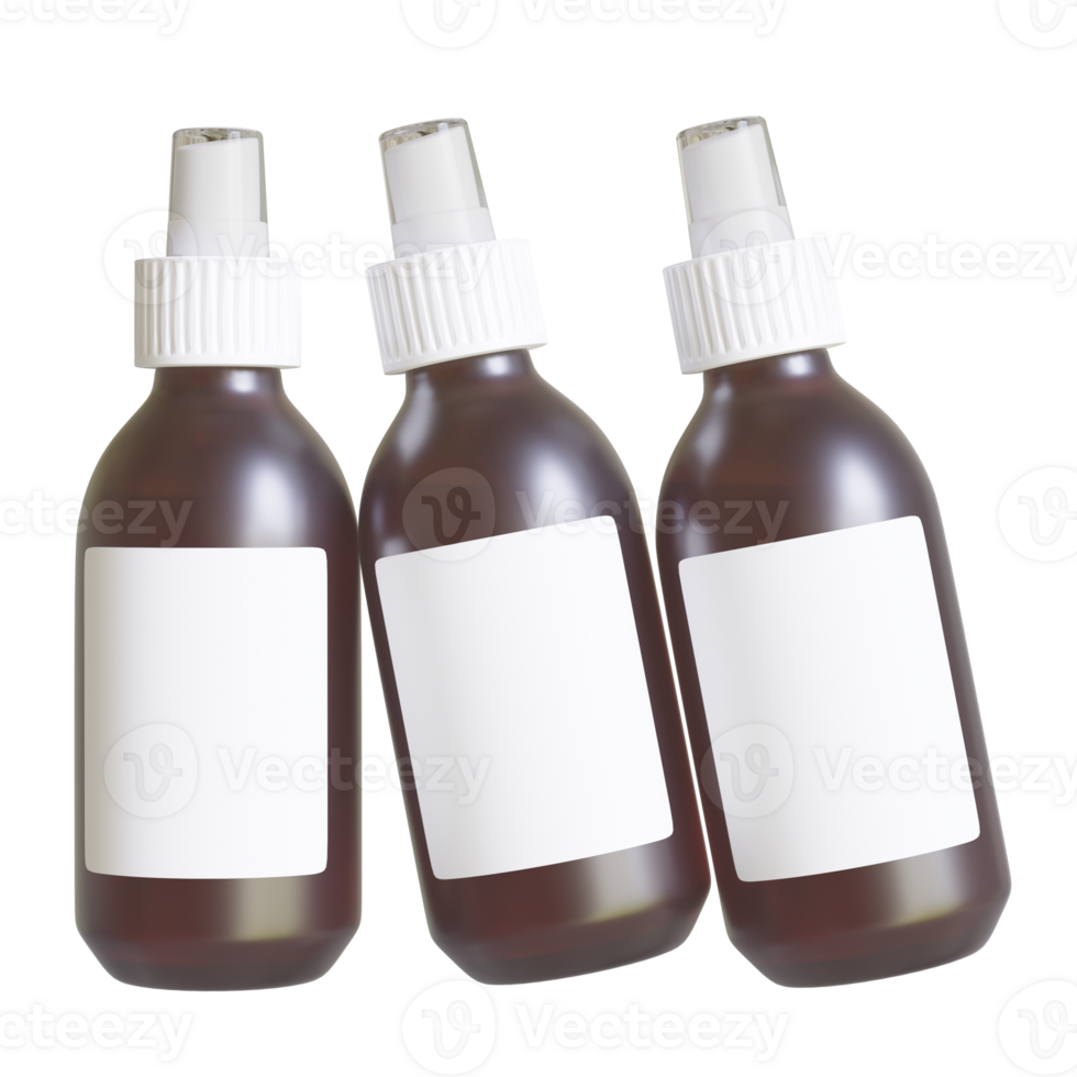 Plastic Frosted Amber Dropper Bottle Mockup with Blank Label, 3D