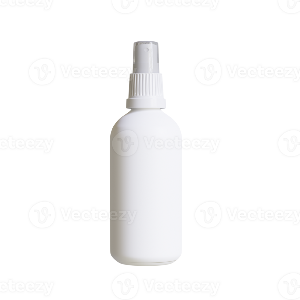 Cosmetic bottle with spray or pump cleanser rendering 3D illustration png