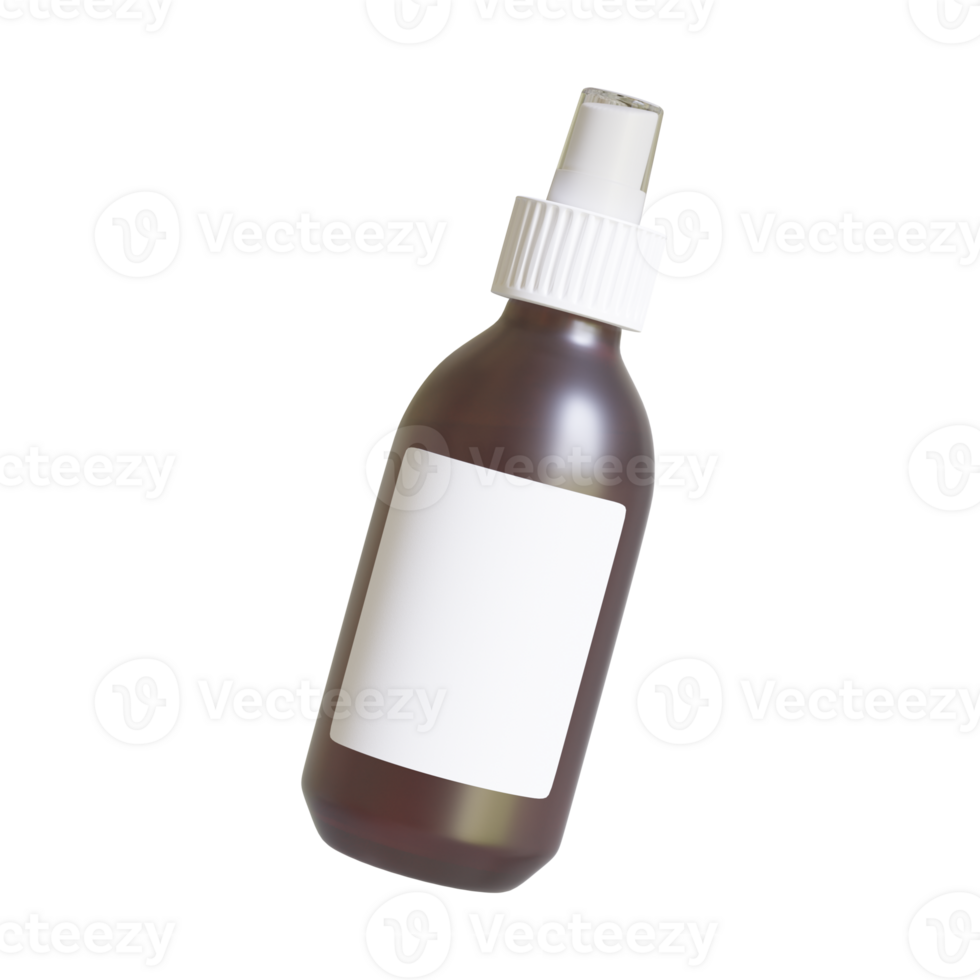 Plastic Frosted Amber Dropper Bottle Mockup with Blank Label, Isolated 3D Illustration png