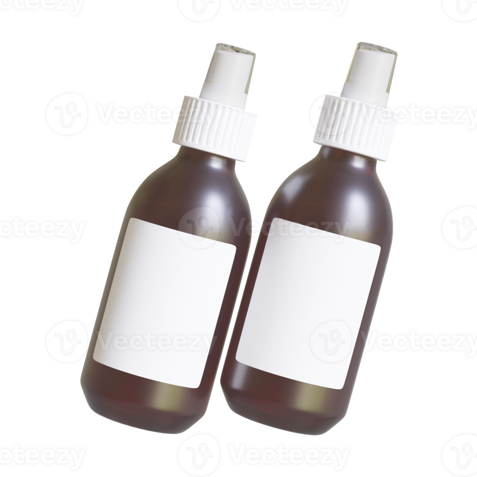 Plastic Frosted Amber Dropper Bottle Mockup with Blank Label, Isolated 3D Illustration png