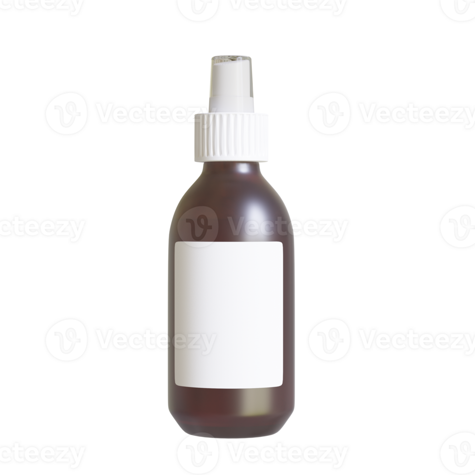 Plastic Frosted Amber Dropper Bottle Mockup with Blank Label, Isolated 3D Illustration png