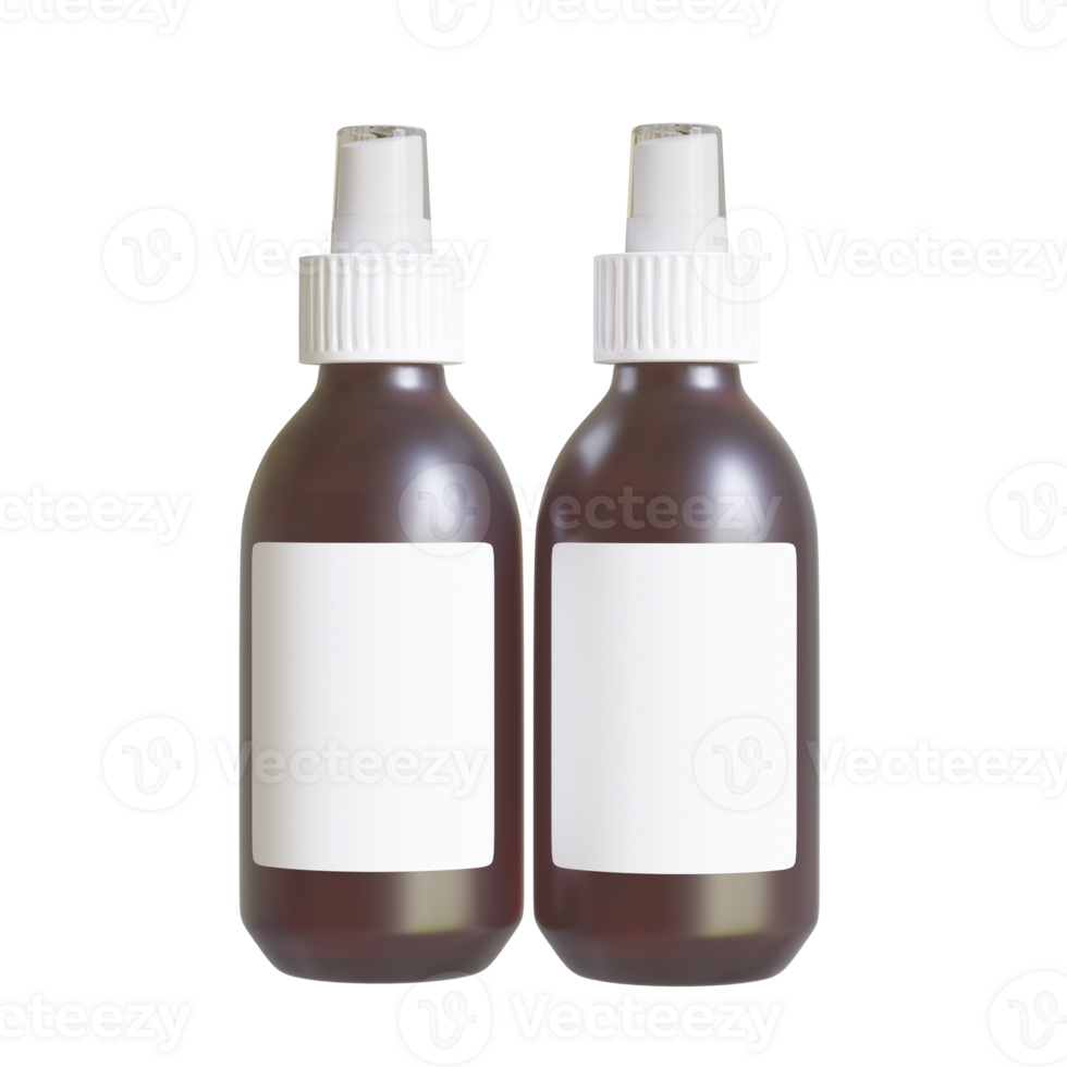 Plastic Frosted Amber Dropper Bottle Mockup with Blank Label, Isolated