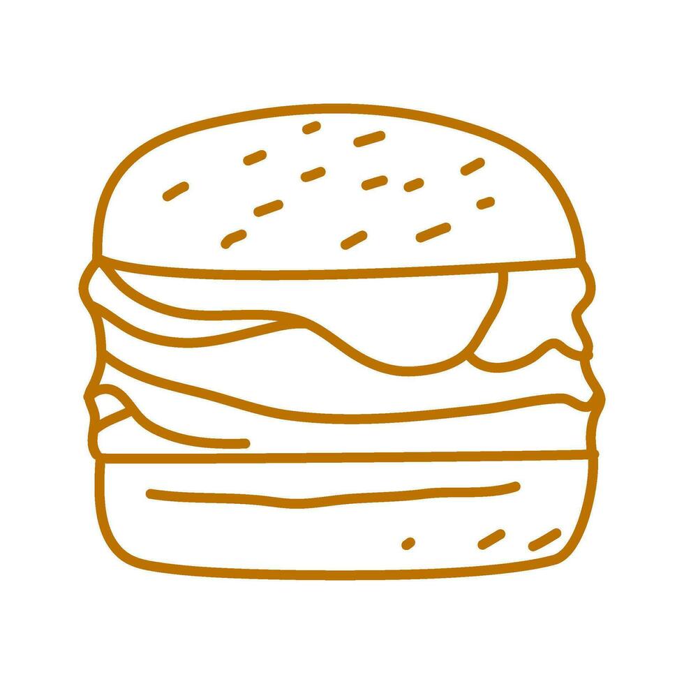 hamburger doodle. burger doodle. hand drawn of burger. doodle of hamburger. fast food doodle element. vector