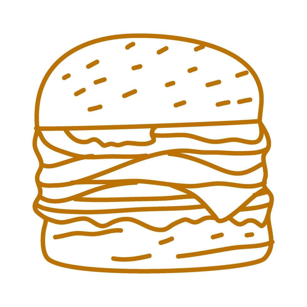 hamburger doodle. burger doodle. hand drawn of burger. doodle of hamburger. fast food doodle element. vector