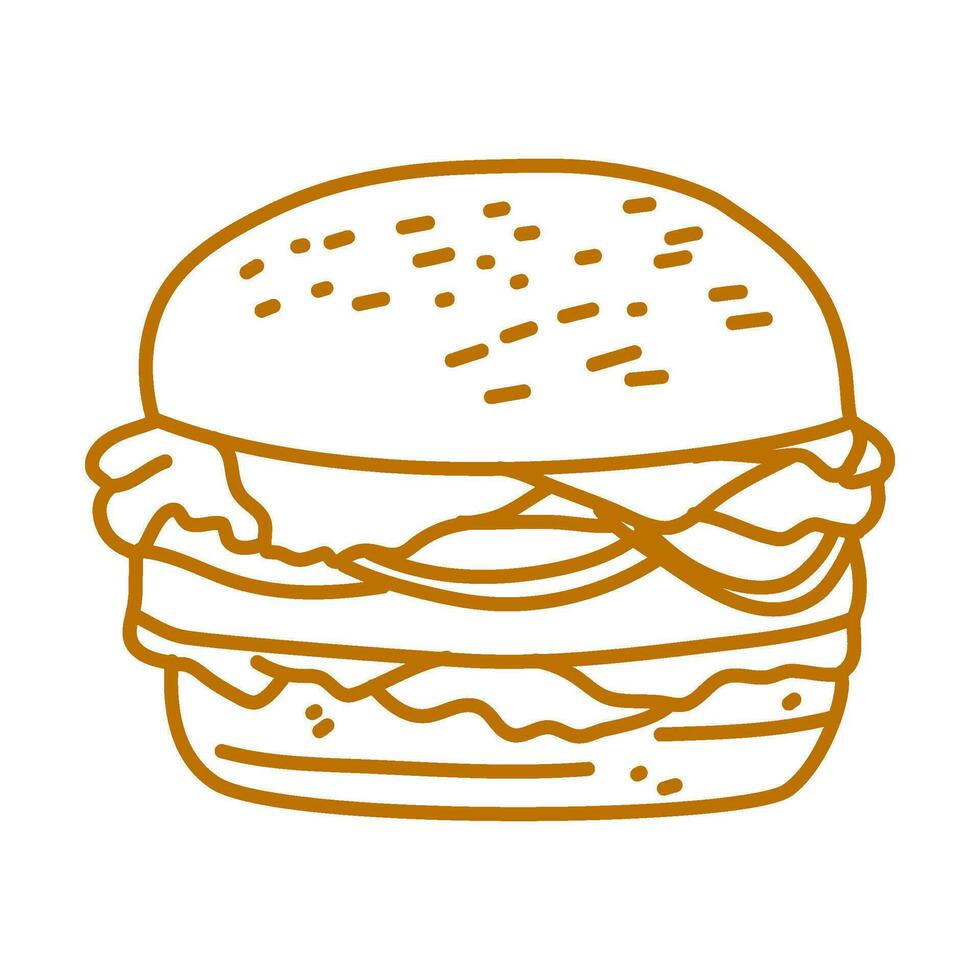 hamburger doodle. burger doodle. hand drawn of burger. doodle of hamburger. fast food doodle element. vector