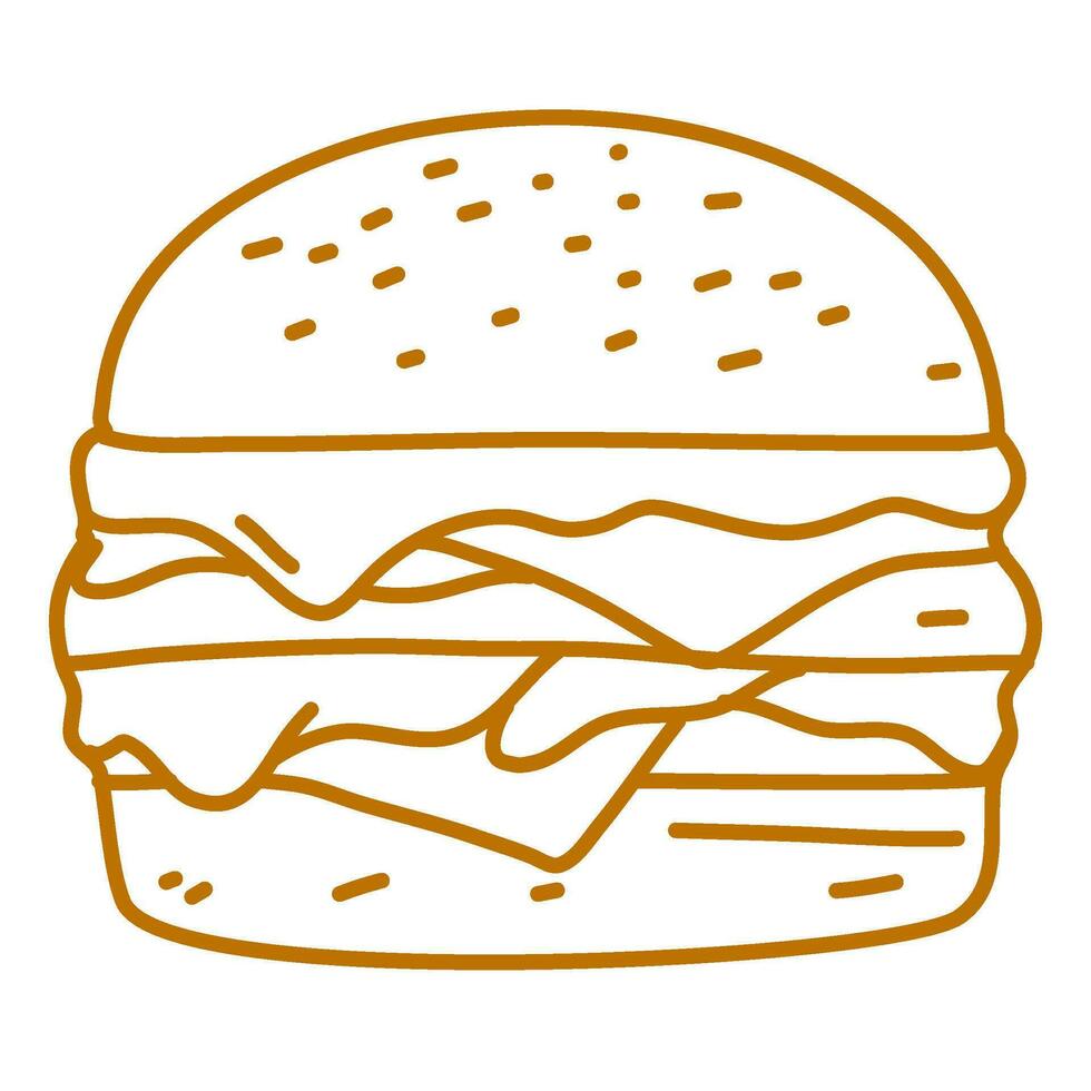 hamburger doodle. burger doodle. hand drawn of burger. doodle of hamburger. fast food doodle element. vector